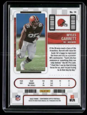 2022 Panini Contenders Optic Football Myles Garrett #No. 14 Season Ticket - Football Card Single