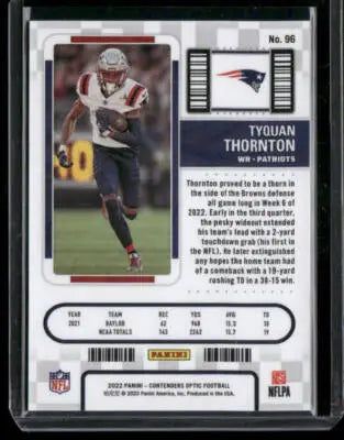 2022 Panini Contenders Optic Football Tyquan Thornton #96 Rookie Ticket RC - Football Card Single