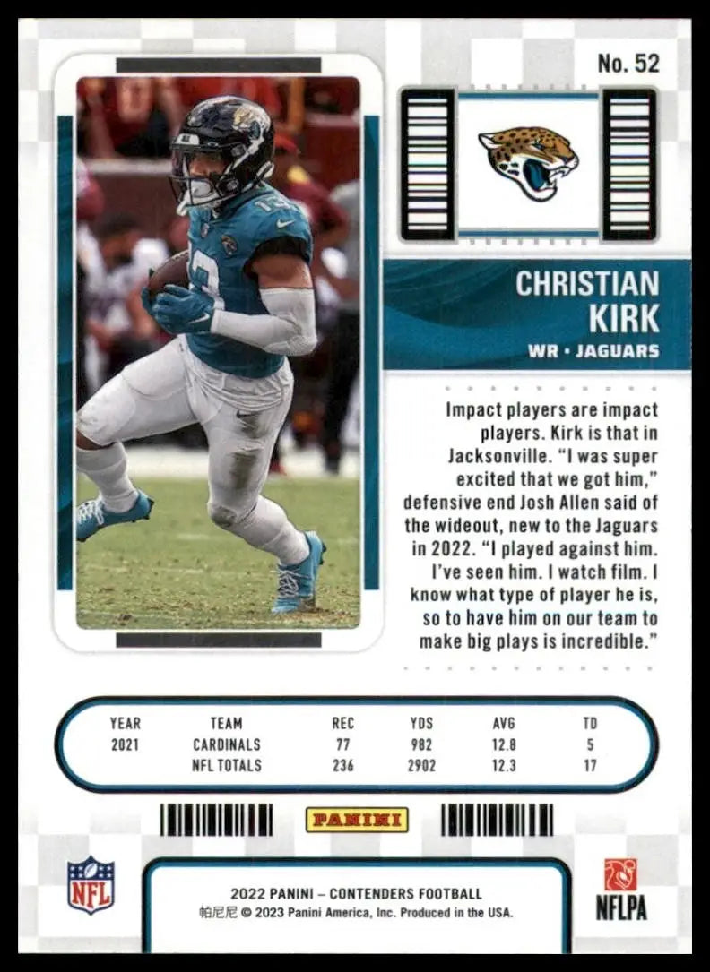 2022 Panini Contenders Season Ticket Christian Kirk #52 Jacksonville Jaguars - Football Card Single