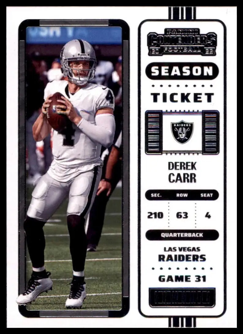 2022 Panini Contenders Season Ticket Derek Carr #66 Las Vegas Raiders Football - Football Card Single