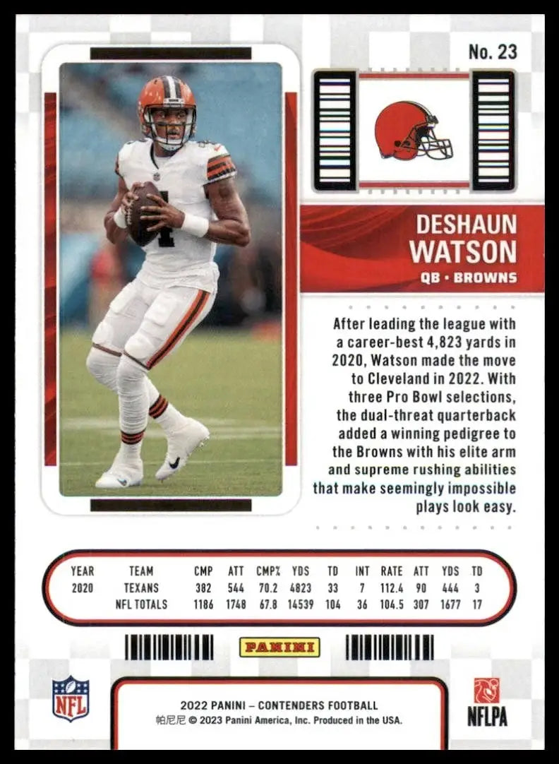 2022 Panini Contenders - Season Ticket Deshaun Watson #23 - Football Card Single