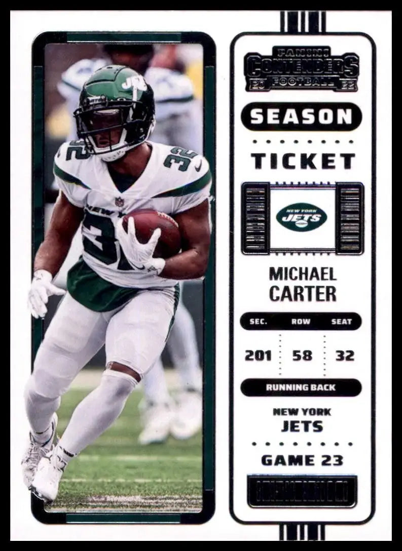 2022 Panini Contenders Season Ticket Michael Carter #92 New York Jets Football - Football Card Single