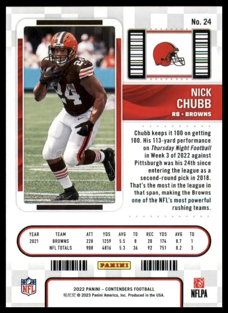 2022 Panini Contenders - Season Ticket Nick Chubb #24 - Football Card Single
