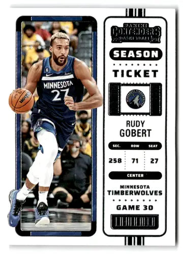 Original gloss Rudy Gobert basketball card from 2022 Panini Contenders Season Ticket series