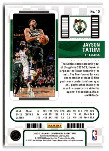 Basketball trading card from Panini Contenders Season Ticket series featuring Jayson Tatum