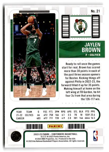 2022 Panini Contenders Season Ticket Retail #21 Jaylen Brown NM-MT Celt ID:76254 - Basketball Card Single