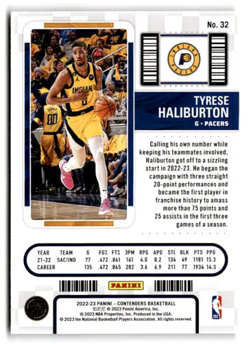 Tyrese Haliburton basketball card from Panini Contenders Season Ticket retail set