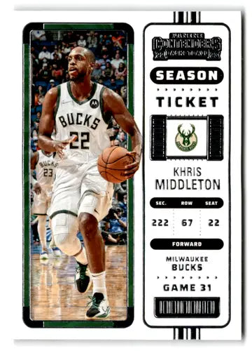 Khris Middleton basketball card from 2022 Panini Contenders Season Ticket Retail series