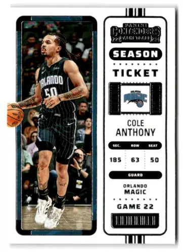 Cole Anthony 2022 Panini Contenders Season Ticket card with original gloss finish