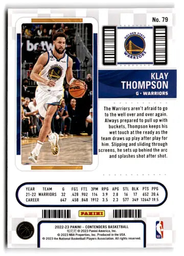 2022 Panini Contenders Season Ticket Klay Thompson basketball card NM near mint