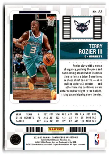 Original gloss Panini Contenders Season Ticket Terry Rozier III basketball card