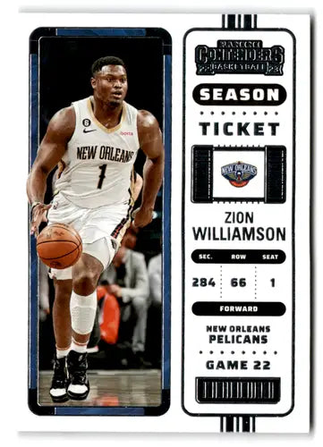 Zion Williamson Panini Contenders basketball card with original gloss from 2022 season