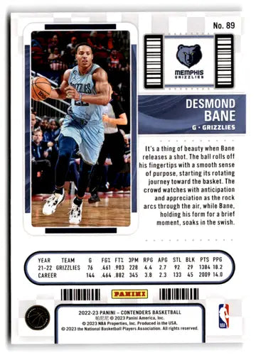 2022 Panini Contenders Desmond Bane basketball card with original gloss in retail product