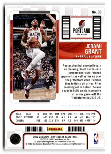 Jerami Grant basketball card from 2022 Panini Contenders Season Ticket Retail series