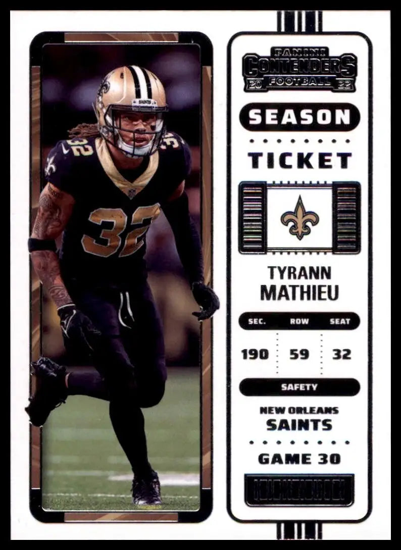 2022 Panini Contenders Season Ticket Tyrann Mathieu #65 New Orleans Saints Card - Football Card Single