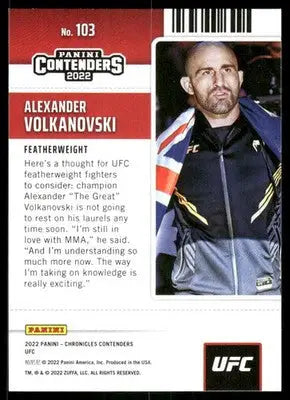 2022 Panini Contenders UFC Alexander Volkanovski #103 MMA - UFC/MMA Card Single