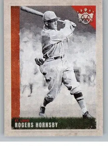 Vintage baseball card featuring Rogers Hornsby from Panini Diamond Kings with original gloss
