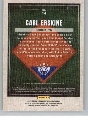 2022 Panini Diamond Kings #14 Carl Erskine NM-MT Dodgers ID:44390 - Baseball Card Single
