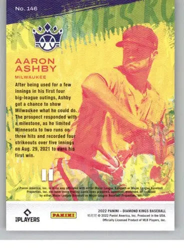 Original gloss Aaron Ashby baseball card from Panini Diamond Kings 2022 Panini Diamond