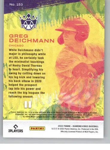 2022 Panini Diamond Kings Greg Deichmann Rookie Baseball Card with original gloss