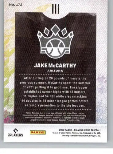 2022 Panini Diamond Kings #172 Jake McCarthy NM-MT RC Rookie Diamondbac ID:44922 - Baseball Card Single
