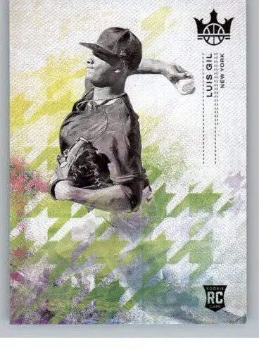 Original gloss baseball card from Panini Diamond Kings series featuring Luis Gil rookie
