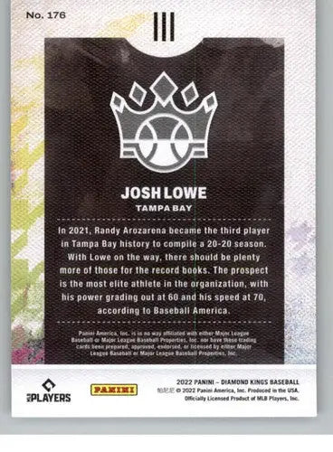 Original gloss Panini Diamond Kings Josh Lowe rookie baseball card Rays Rookies I