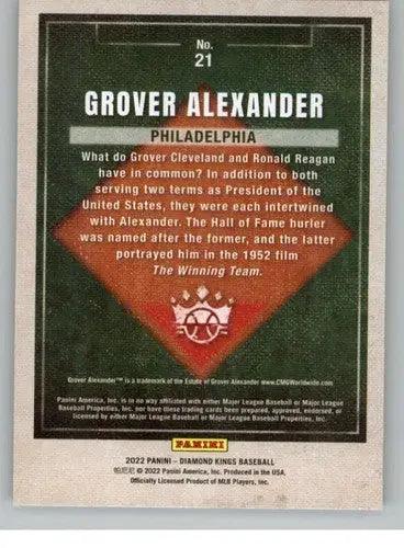 2022 Panini Diamond Kings #21 Grover Alexander NM-MT Phillies ID:44397 - Baseball Card Single