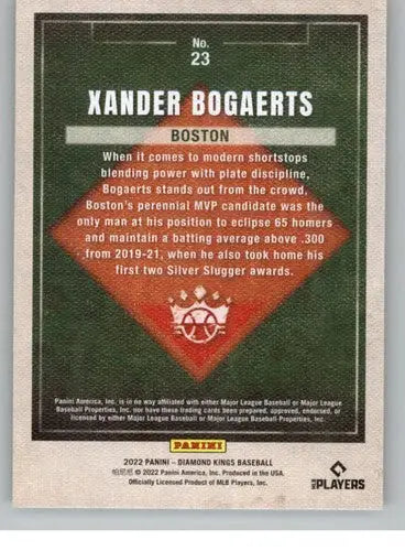 Original gloss Panini Diamond Kings Xander Bogaerts baseball card for 2022 Panini Diamond