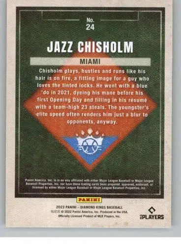 Jazz Chisholm baseball card from Panini Diamond Kings 2022 Marlins ID 44520