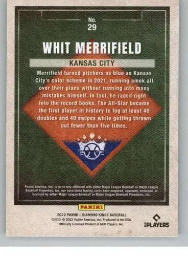 Whit Merrifield baseball card from Panini Diamond Kings 2022 product at ID 44525