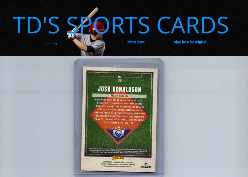 Josh Donaldson baseball card from Panini Diamond Kings in a framed red display