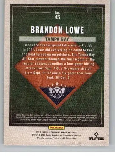 Baseball card back from 2022 Panini Diamond Kings Brandon Lowe NM-MT Rays ID 44541