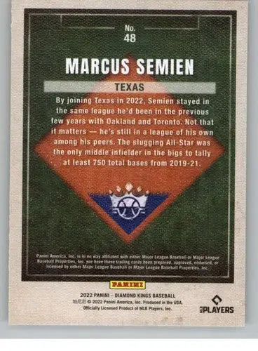 2022 Panini Diamond Kings Marcus Semien baseball card Rangers ID 44544