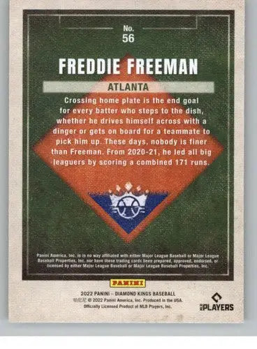 2022 Panini Diamond Kings Freddie Freeman baseball card back with original gloss ID 44552