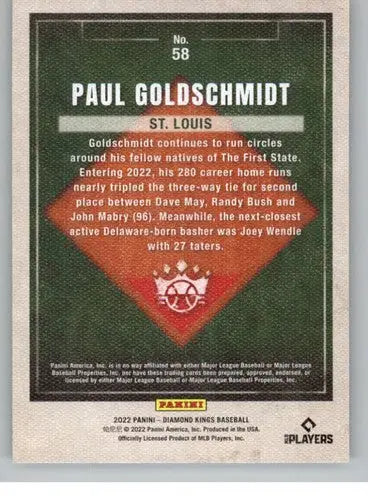 Original gloss Panini Diamond Kings Paul Goldschmidt baseball card 2022 Cardinals