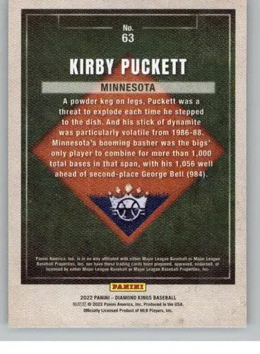 2022 Panini Diamond Kings #63 Kirby Puckett NM-MT Twins ID:44558 - Baseball Card Single