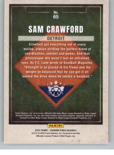 Sam Crawford baseball card from Panini Diamond Kings 2022 featuring Tigers ID:44560