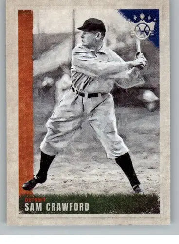Vintage baseball card from 2022 Panini Diamond Kings series featuring Sam Crawford Tigers