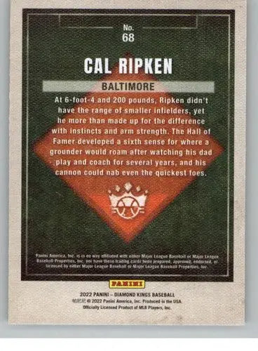 Original gloss Cal Ripken baseball card from Panini Diamond Kings 2022 series