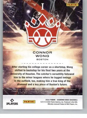 Connor Wong baseball card from Panini Diamond Kings 2022 rookie series