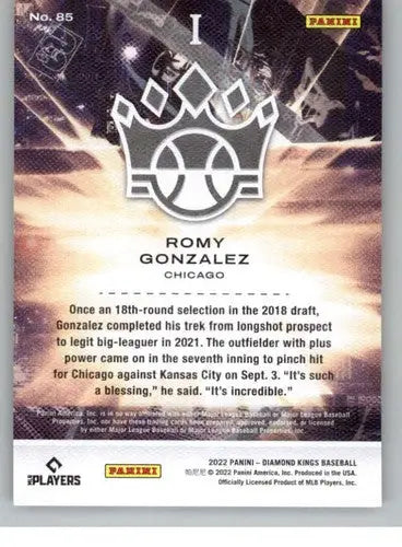2022 Panini Diamond Kings #85 Romy Gonzalez NM-MT RC Rookie White Sox R ID:44852 - Baseball Card Single