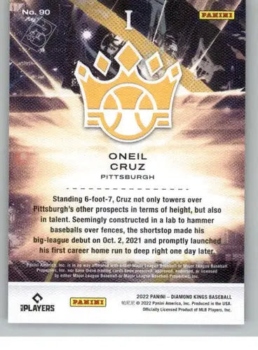 2022 Panini Diamond Kings #90 Oneil Cruz NM-MT RC Rookie Pirates Rookie ID:44841 - Baseball Card Single