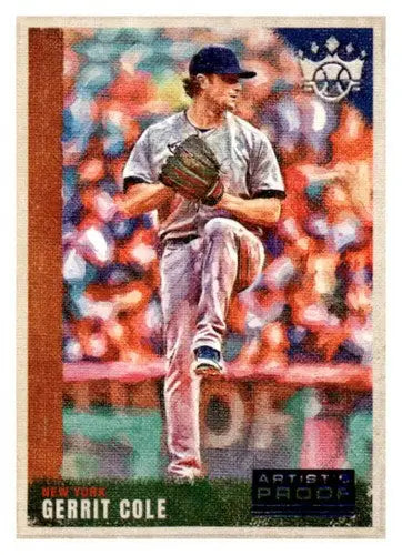 Gerrit Cole baseball card from 2022 Panini Diamond Kings Kings Artist Proof Blue series