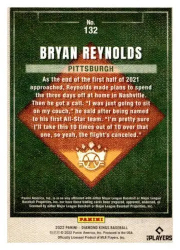 Original gloss Bryan Reynolds baseball card from Panini Diamond Kings Artist Proof Blue series
