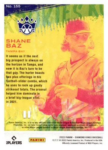 Shane Baz baseball card from 2022 Panini Diamond Kings Artist Proof Blue series