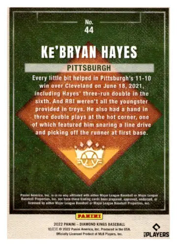 Ke’Bryan Hayes baseball card from 2022 Panini Diamond Kings Artist Proof Blue series