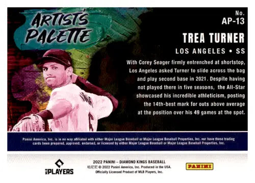 Original gloss Trea Turner baseball card from Panini Diamond Kings Artist’s Palette series