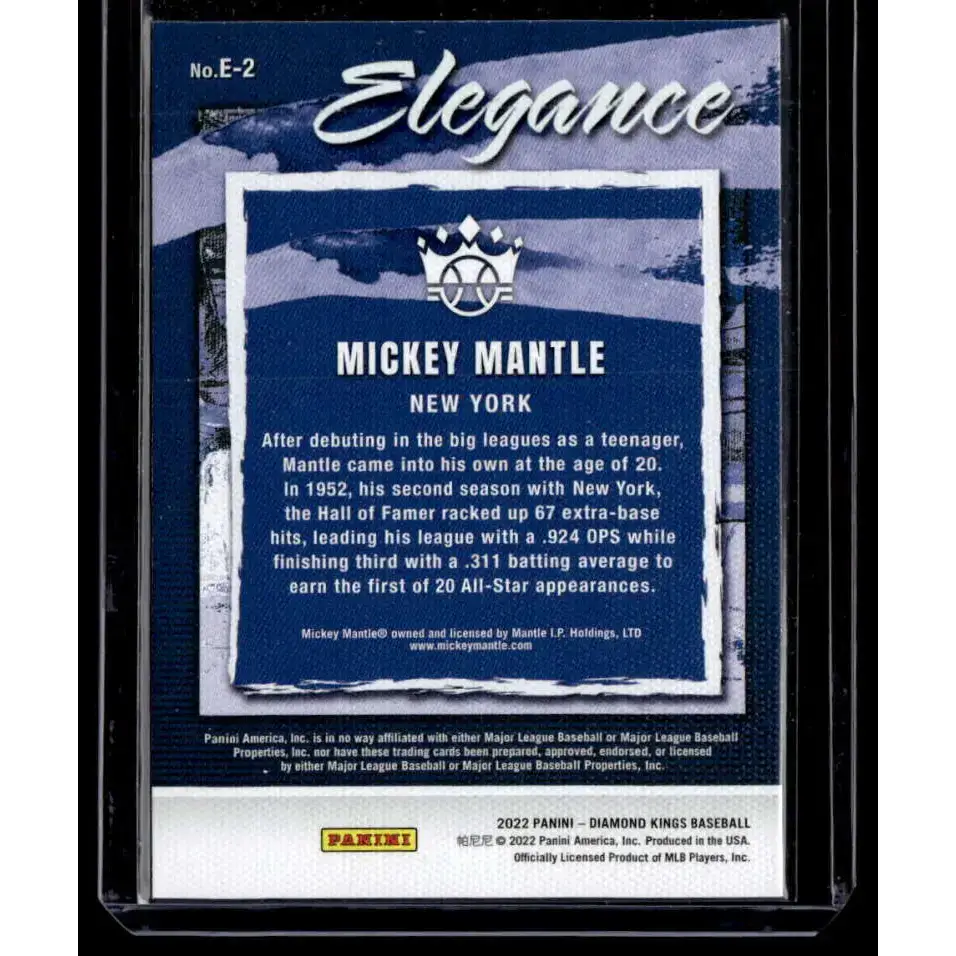 2022 Panini Diamond Kings #E-2 Mickey Mantle Elegance NM-MT - Baseball Card Single