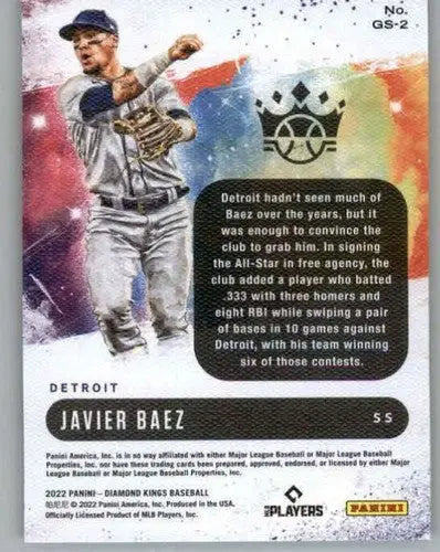Baseball trading card featuring Javier Baez from Panini Diamond Kings 2022 series